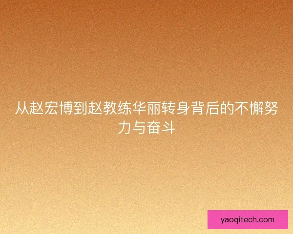 从赵宏博到赵教练华丽转身背后的不懈努力与奋斗